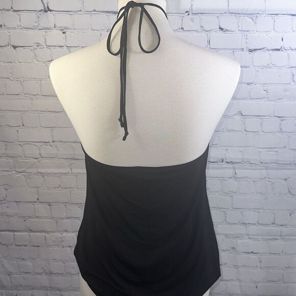 🖤 BCBG Black Halter Style Top - Size Small - Lace Detail - Silky Feel - Picture 3 of 6